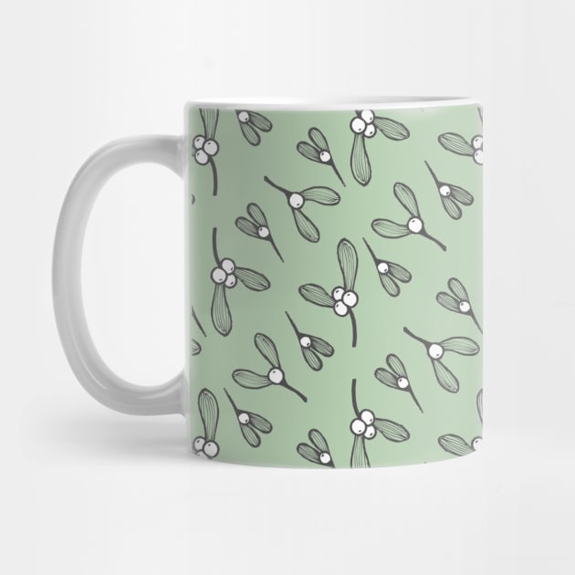 mistletoe - diagonal - pale green by crumpetsandcrabsticks